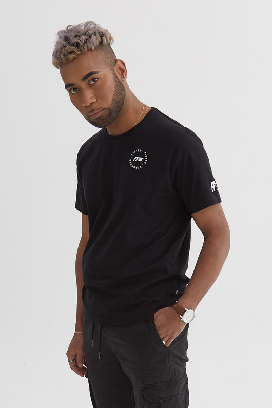 High quality sports cotton tee shirt black pima logo embroidered